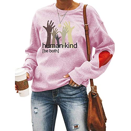 Sweat-shirt imprimé à la mode pour femmes, sweat-shirt Human Kind Be Both Letters