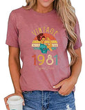 T-Shirt Vintage pour femmes, cadeau d'anniversaire pour 40e anniversaire, 1981