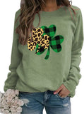 St. Patricks Day Sweatshirt Women Clover Shamrock Graphic Shirt