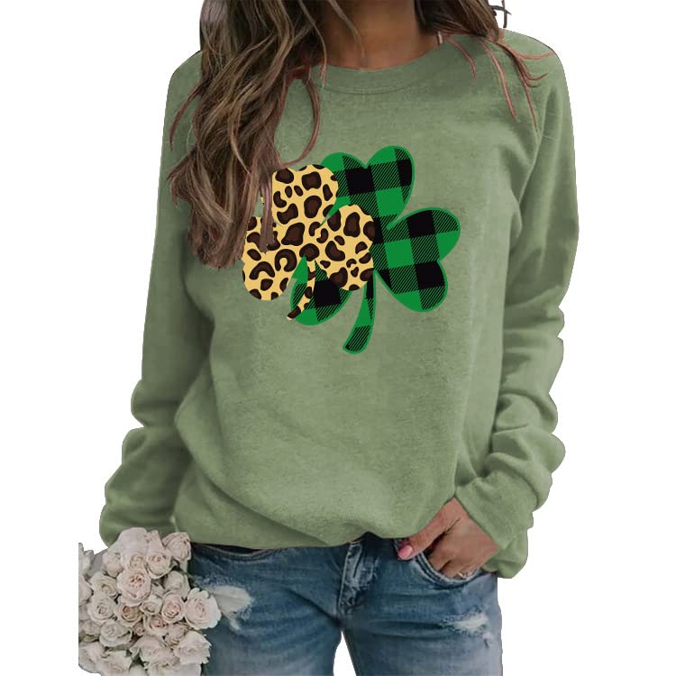 St. Patricks Day Sweatshirt Women Clover Shamrock Graphic Shirt