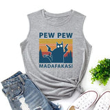Femmes Pew Pew Madafakas Tank Funny Pew Pew Cat Shirt