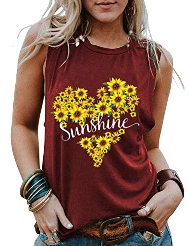 Femmes Sunshine Tournesol Coeur Débardeur Chemise Graphique pour Femme