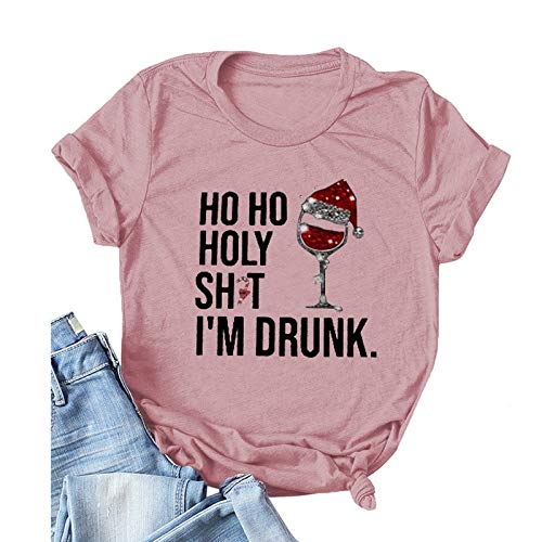 Women HO HO Holy Shit Im Drunk Christmas Funny T-Shirt