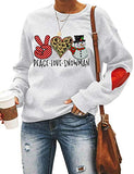 Women Long Sleeve Peace Love Snowman Sweatshirt Christmas Shirt