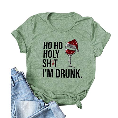 Women HO HO Holy Shit Im Drunk Christmas Funny T-Shirt