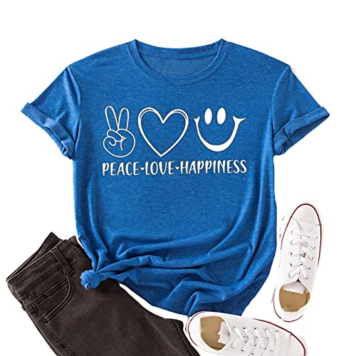 Women Peace Love Happiness T-Shirt Happiness T-Shirt Women Graphic Shirt