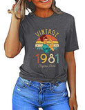 T-Shirt Vintage pour femmes, cadeau d'anniversaire pour 40e anniversaire, 1981