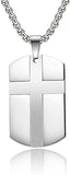 Collier pendentif en acier inoxydable pour hommes, noir, argent, or, étiquette croisée, collier de prière du seigneur, Bible gravée