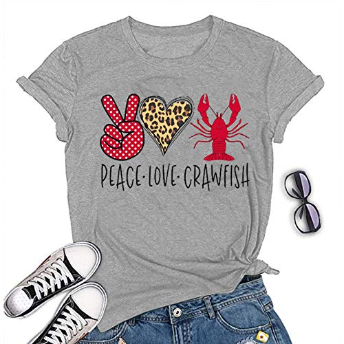 Women Peace Love Crawfish T-Shirt Crawfish Graphic Shirt