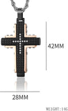 Collier avec pendentif croix en acier inoxydable pour hommes, noir, or Rose, pour la prière du seigneur, chaîne lourde