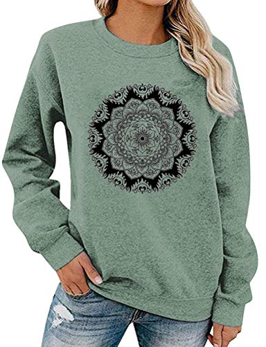 Women Long Sleeve Mandala Sweatshirt Bohemian Shirt
