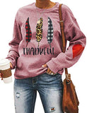 Sweat-shirt de remerciement à manches longues pour femmes, carreaux de buffle et feuilles de léopard, chemise de Thanksgiving