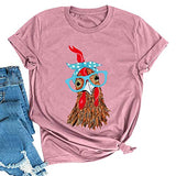 T-Shirt Bandana pour femmes, poulet avec lunettes, mignon poulet