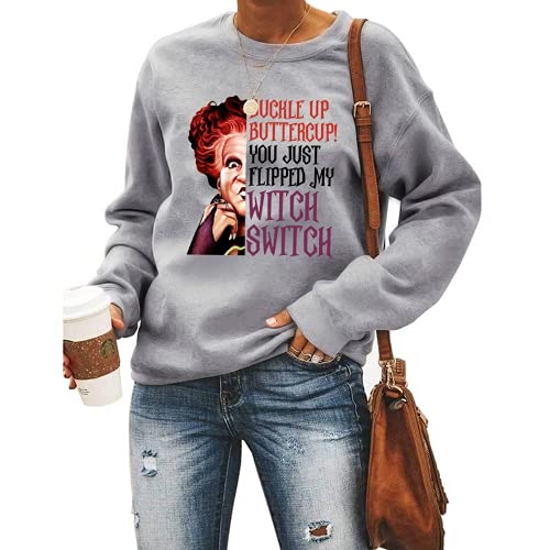 Sweat-shirt d'Halloween pour femme avec bouton d'or, vous venez de retourner mon interrupteur de sorcière