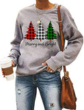Sweat-shirt à manches longues pour femmes, sweat-shirt joyeux noël, arbres de noël
