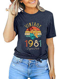 T-Shirt Vintage pour femmes, cadeau d'anniversaire pour 40e anniversaire, 1981