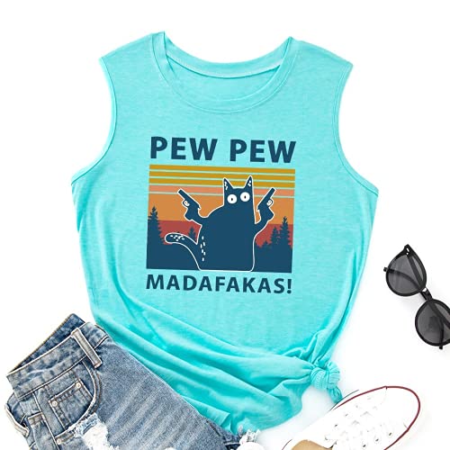 Femmes Pew Pew Madafakas Tank Funny Pew Pew Cat Shirt