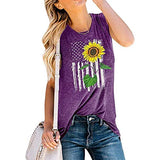 Débardeur drapeau américain tournesol pour femmes, chemise graphique tournesol