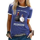 Women Just A Girl Who Loves Peckers T-Shirt Chicken Gift Shirt