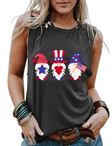 Femmes drapeau américain Gnomes amour coeur débardeur patriotique Gnomes chemise