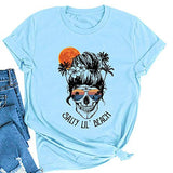 Women Salty Lil' Beach Women Skull T-Shirt Beach Graphic Shirt for Women