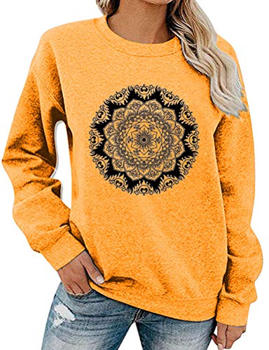 Women Long Sleeve Mandala Sweatshirt Bohemian Shirt