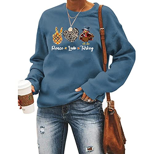 Sweat-shirt Peace Love Turkey pour femme, vêtement graphique de Thanksgiving
