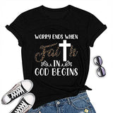 Women Worry Ends When Faith in God Begins T-Shirt Faith Shirt