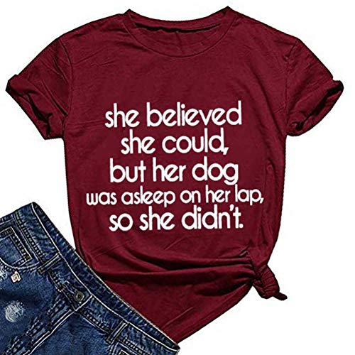 Women's She Believed She Could But Her Dog was Asleep On Her Lap T-Shirt