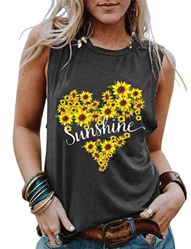 Femmes Sunshine Tournesol Coeur Débardeur Chemise Graphique pour Femme