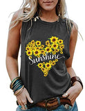 Femmes Sunshine Tournesol Coeur Débardeur Chemise Graphique pour Femme