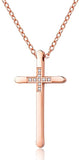 Womens Cross Necklace 18K Rose Gold Silver Filled, Long Large Skinny Cross Necklaces Simple, Ideas for Her Mom Daughter Sister Wife