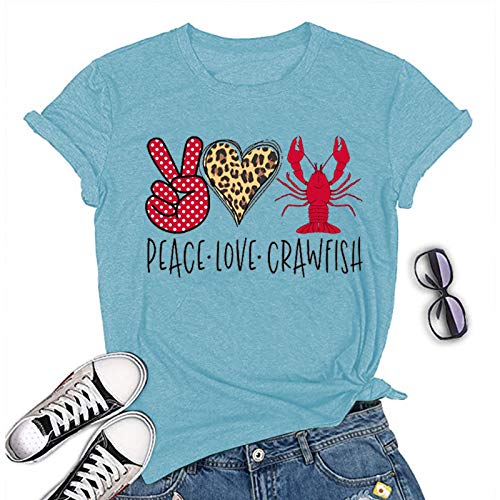 Women Peace Love Crawfish T-Shirt Crawfish Graphic Shirt