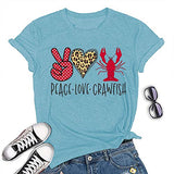 Women Peace Love Crawfish T-Shirt Crawfish Graphic Shirt