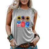 Débardeur patriotique pour femmes, pot de tournesols, chemise