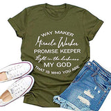 FZLYE Womens Way Maker Miracle Worker Promise Keeper Light in The Darkness My God T-Shirt Tank Graphic Tees Tops