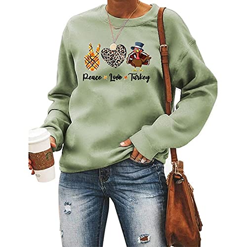 Sweat-shirt Peace Love Turkey pour femme, vêtement graphique de Thanksgiving