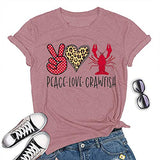 Women Peace Love Crawfish T-Shirt Crawfish Graphic Shirt