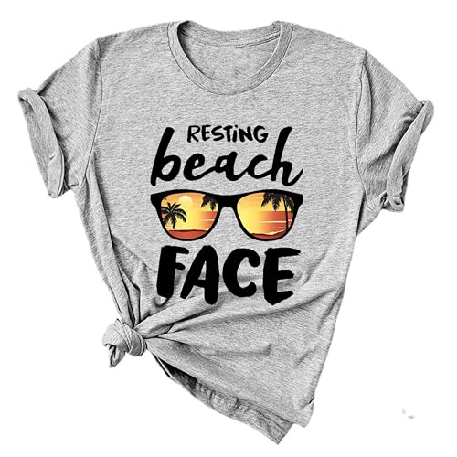 Women Resting Beach Face T-Shirt Women Beach Graphic Shirt Summer Beach Shirt
