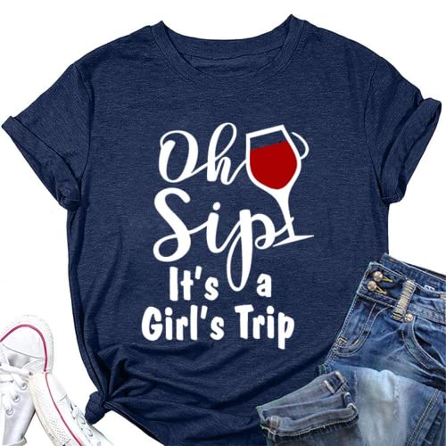 Girls Trip Shirt Women Oh Sip It's A Girl's Trip Graphic Tees