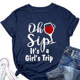 Girls Trip Shirt Women Oh Sip It's A Girl's Trip Graphic Tees