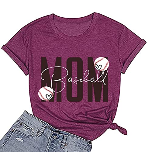 Baseball Mom T-Shirt Baseball Mom Shirt for Women Baseball Graphic Tee Shirt