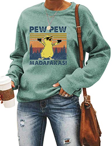 Women Long Sleeve Pew Pew Madafakas Sweatshirt Funny Pew Pew Shirt