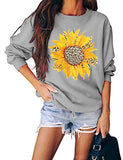 Sweat-shirt léopard tournesol à manches longues pour femmes, chemise léopard florale