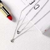 NEHZUS Titanium Rose Gold Plated Double Layer Love Heart Shaped Necklace with Diamonds As A Gift for A Girlfriend