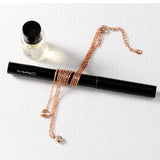 NEHZUS Titanium Rose Gold Plated Double Layer Love Heart Shaped Necklace with Diamonds As A Gift for A Girlfriend