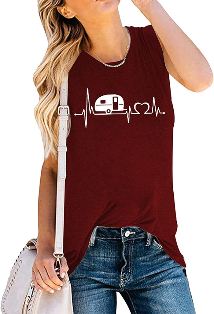 Débardeur ECG Heart pour femme, chemise Camper Love