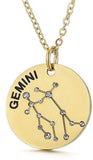Collier pendentif Constellation plaqué or, horoscope, signe du zodiaque, breloques, pièces de monnaie réglables