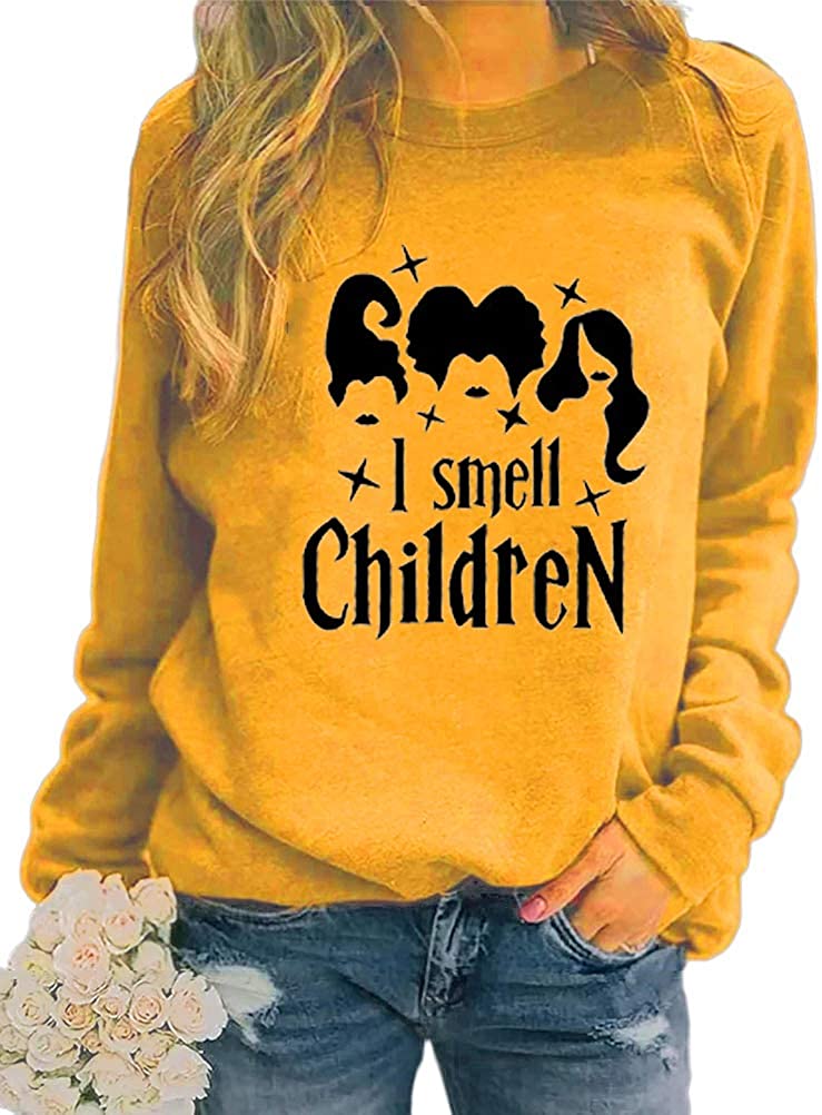 Women Long Sleeve I Smell Children Sweatshirt Hocus Pocus Shirt