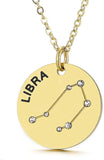 Collier pendentif Constellation plaqué or, horoscope, signe du zodiaque, breloques, pièces de monnaie réglables